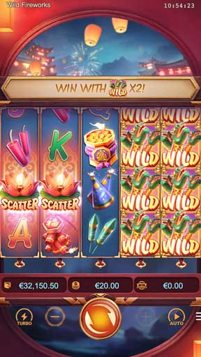 Screen 1 Wild Fireworks เกมสล็อตค่าย PG Slot ทดลองเล่นสล็อต PG